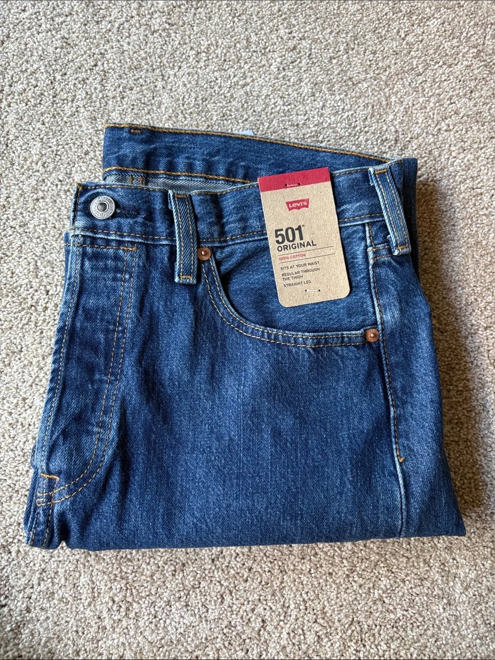 NWT Levi's Straight Men’s 501 Jeans in Dark Blue Denim